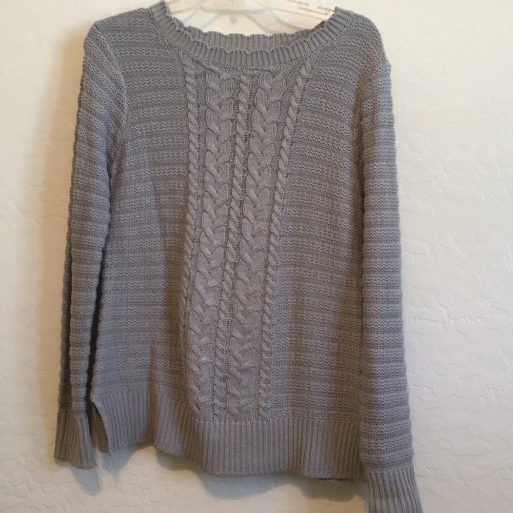 Gray cable knit sweater